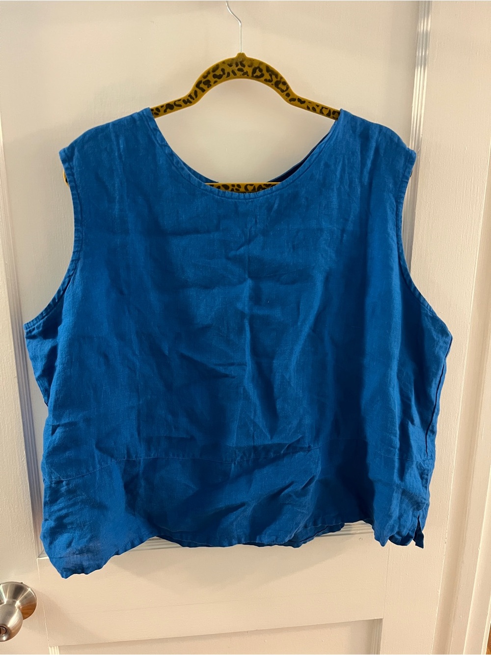 bryn Walker Sleeveless Royal Blue Linen Tank 1X